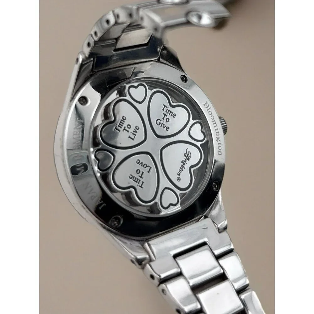 Brighton Bloomington Hearts Crystal Silver Tone Watch New Battery 7 1/2-8 inch